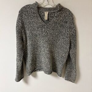 J. Jill Gray Marled V-Neck Sweater Collared Small